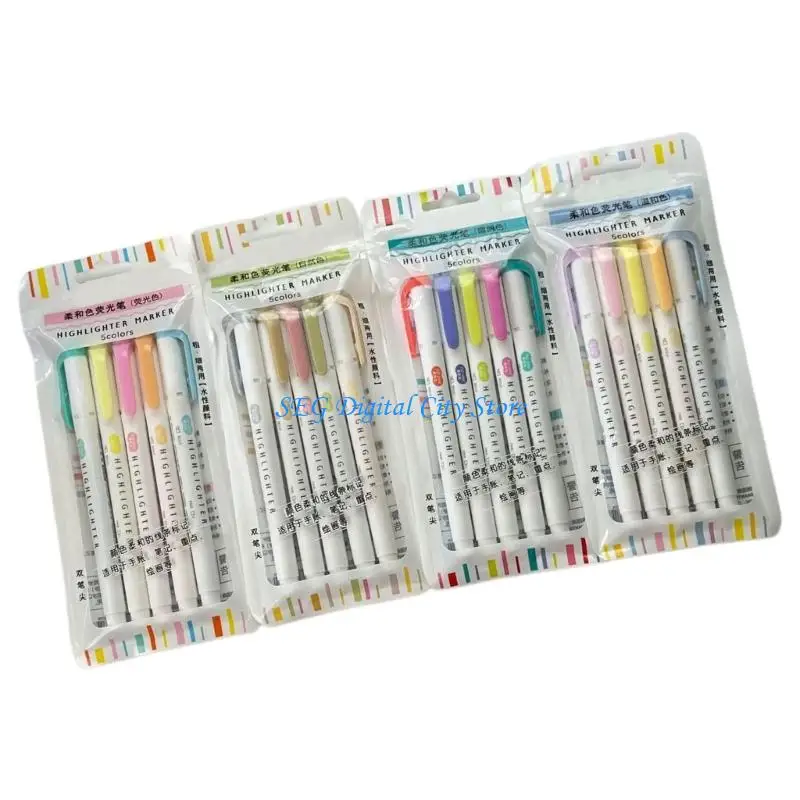 U75B 20Pcs Fluorescent Highlighter Pen Double Tip Highlighter Marker Pen For Journal Notebook Calendar Planner Note Taking