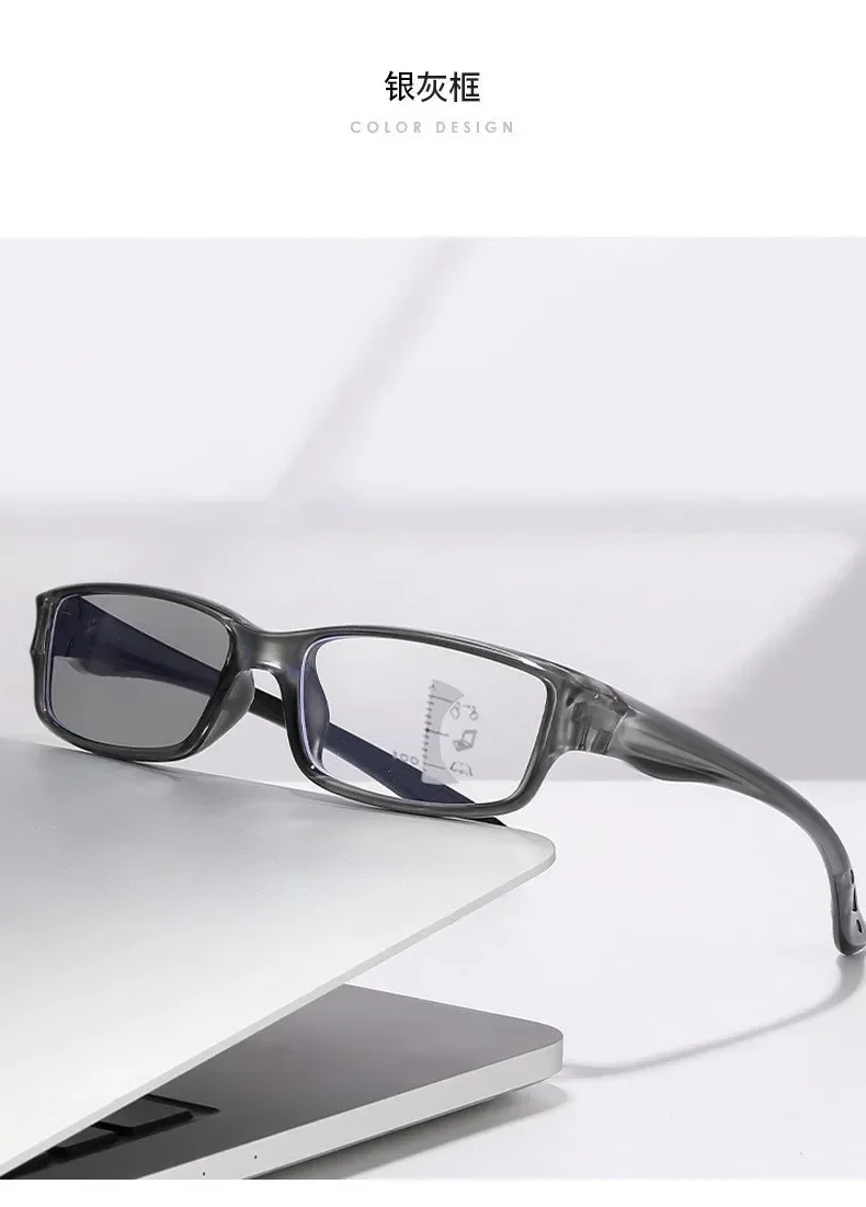 Sportliche photochrome Lesebrille für Damen und Herren, Vintage-Farbwechsel, progressive multifokale Presbyopie-Brille – Detail 11