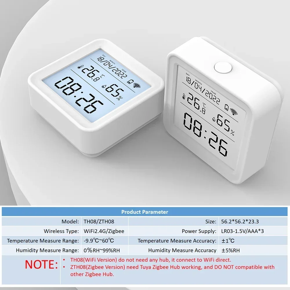 Tuya Zigbee WiFi sensore di umidità della temperatura igrometro termometro rilevatore Smart Life supporto per telecomando Alexa Google Home