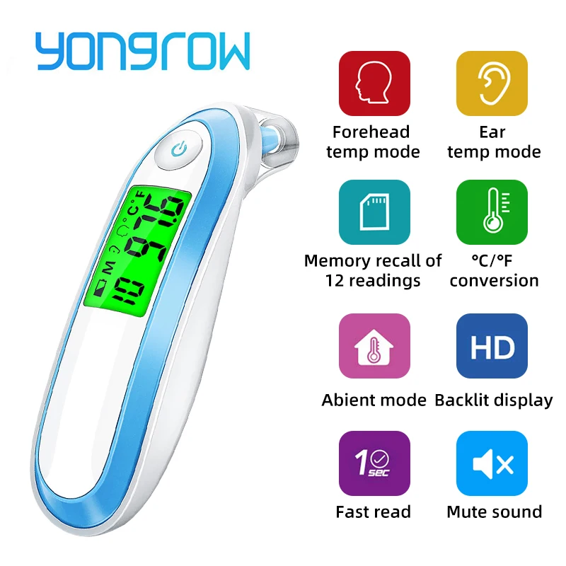 Yongrow Medical Household Infrared Thermometer Baby Adult Medical Ear Thermometer Digital Thermometer Fever Thermometer Baby