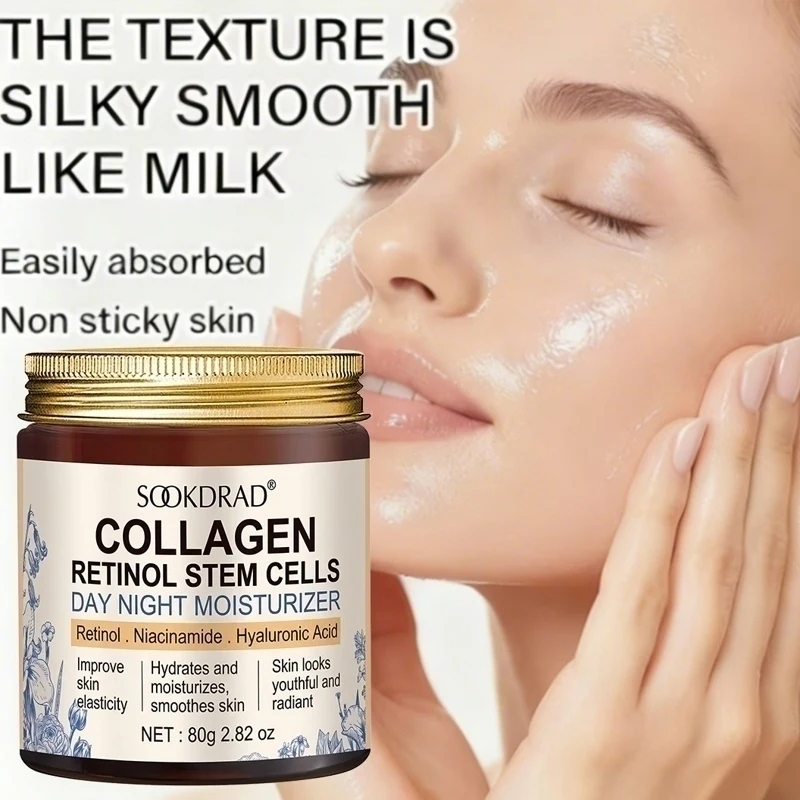 

Collagen Retinol Stem Cells Day Night Moisturizer, Niacinamide & Hyaluronic Acid, Hydrate Glow, Face Neck, Unisex, 80g/2.82oz, A