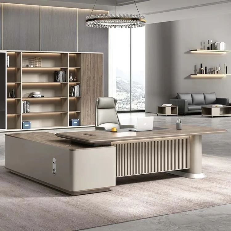 xx-Modern Design Ceo Manager Executive Desk Office Table Furniture L Shape Boss Director Office Desk With Boocase^