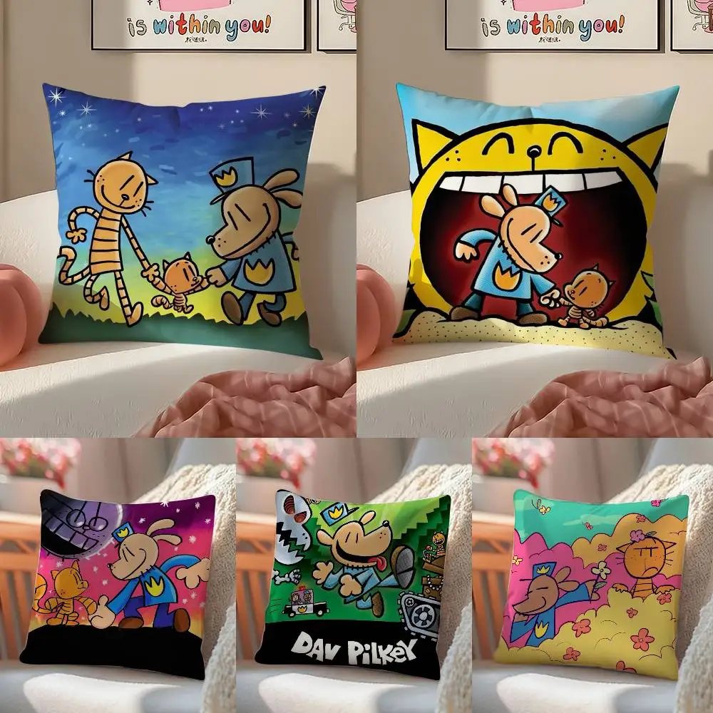 Funda de almohada de dibujos animados de cómic Dogmans, funda de almohada antipolvo, funda de cojín de sofá sedosa con cremallera Invisible