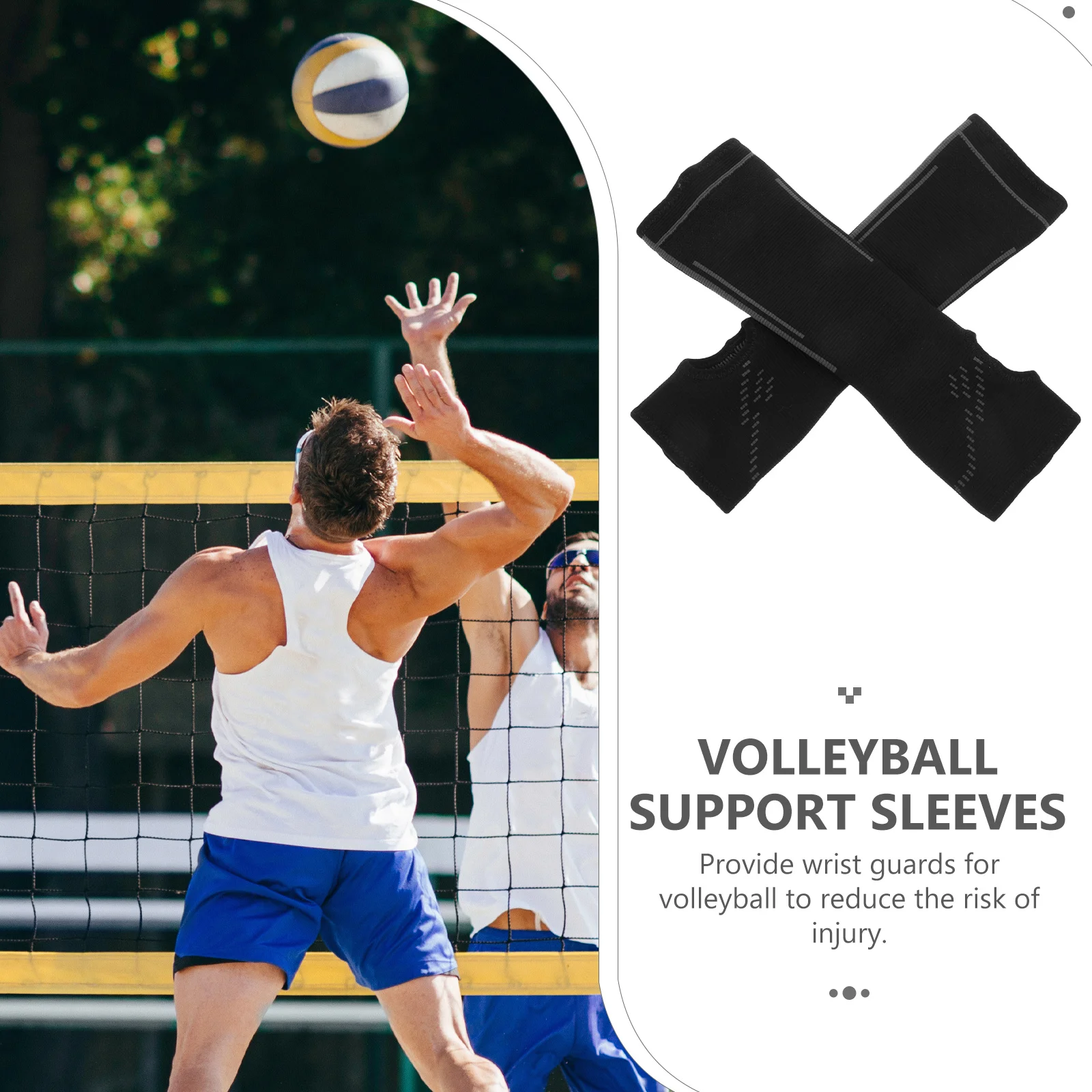 1 Paar Volleyball-Armstulpen, schwarz, verlängerter Unterarmschutz, langärmliger Armschützer für das Training von Unterarm-Ärmeln, Fußball