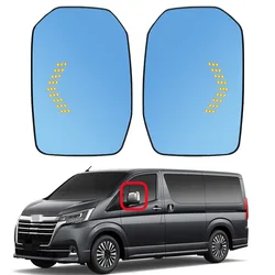 Car Rearview Mirror Lens For Toyota Hiace 300 6th 2020 2021 2022 2023 2024 With Turn Signal Heating Anti-Glare Blue Glass