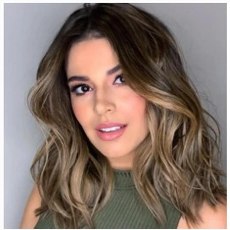 European American style synthetic fiber , women's with dyed bangs, medium and long curly hair wigs