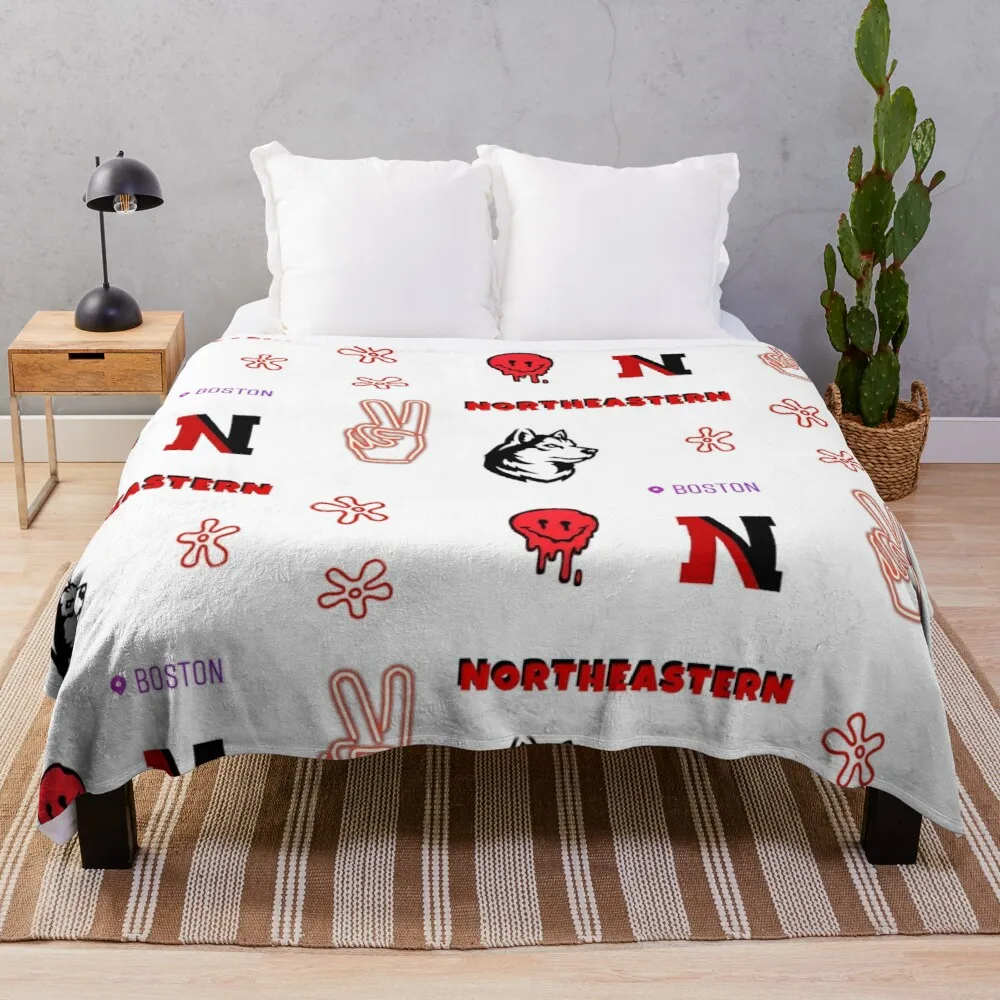 

Northeastern University Sticker Pack Throw Blanket crochet blanket jacquard blankets ands Knitted blanket