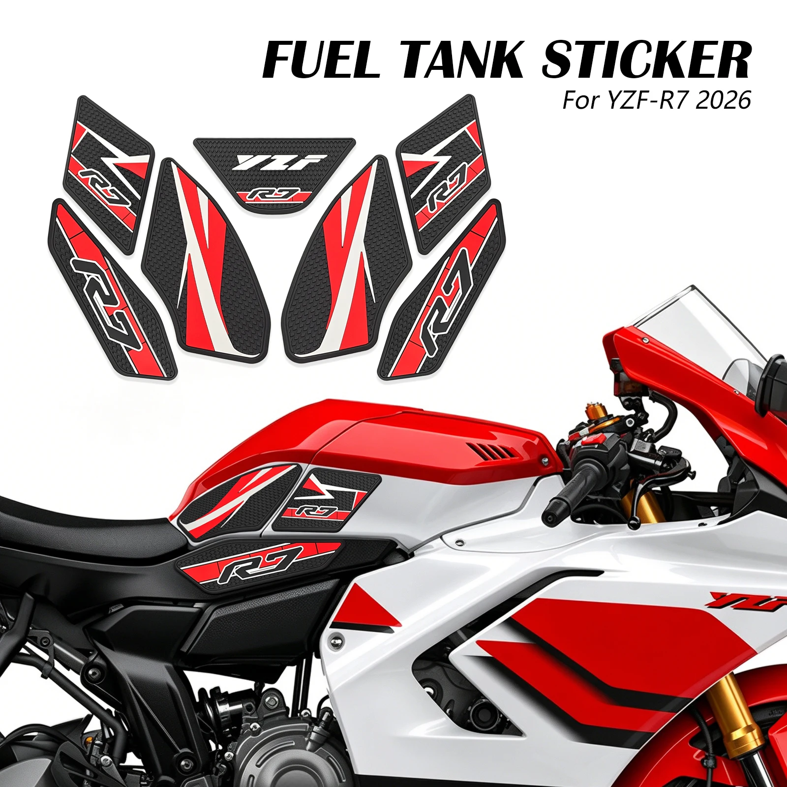 For Yamaha  YZFR7 2026 YZF R7 2026 YZF-R7 2026 Motorcycle Stickers Tank Anti Slip Side Pad Racing Protection Decals