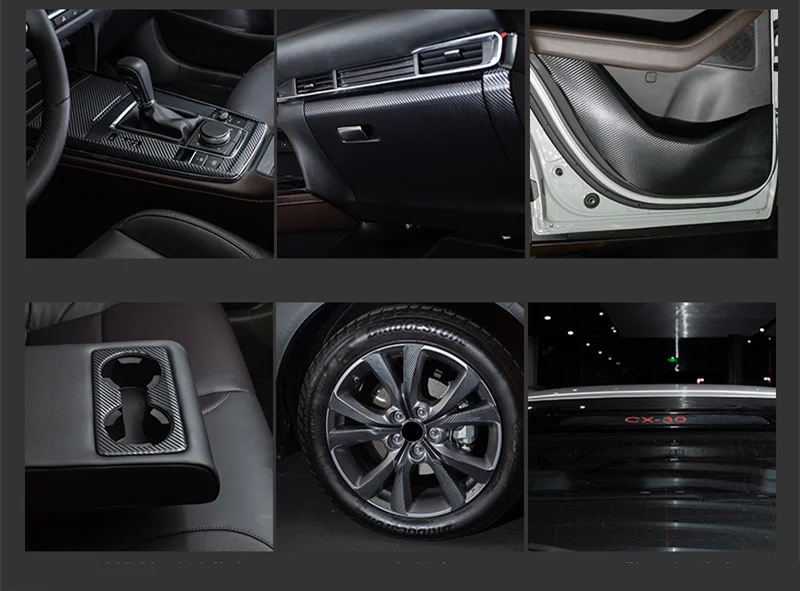 For MAZDA CX-30 modified sticker special carbon fiber interior sticker door anti-kick gear protective film New arrivals