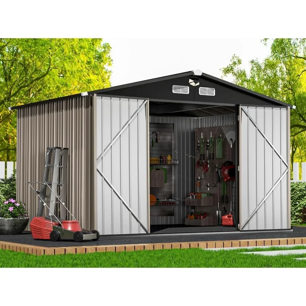 

Metal Storage Shed,Outdoor Storage Building 10x8,Large Backyard Sheds with Lockable Doors,Waterproof Outside Storage Sheds