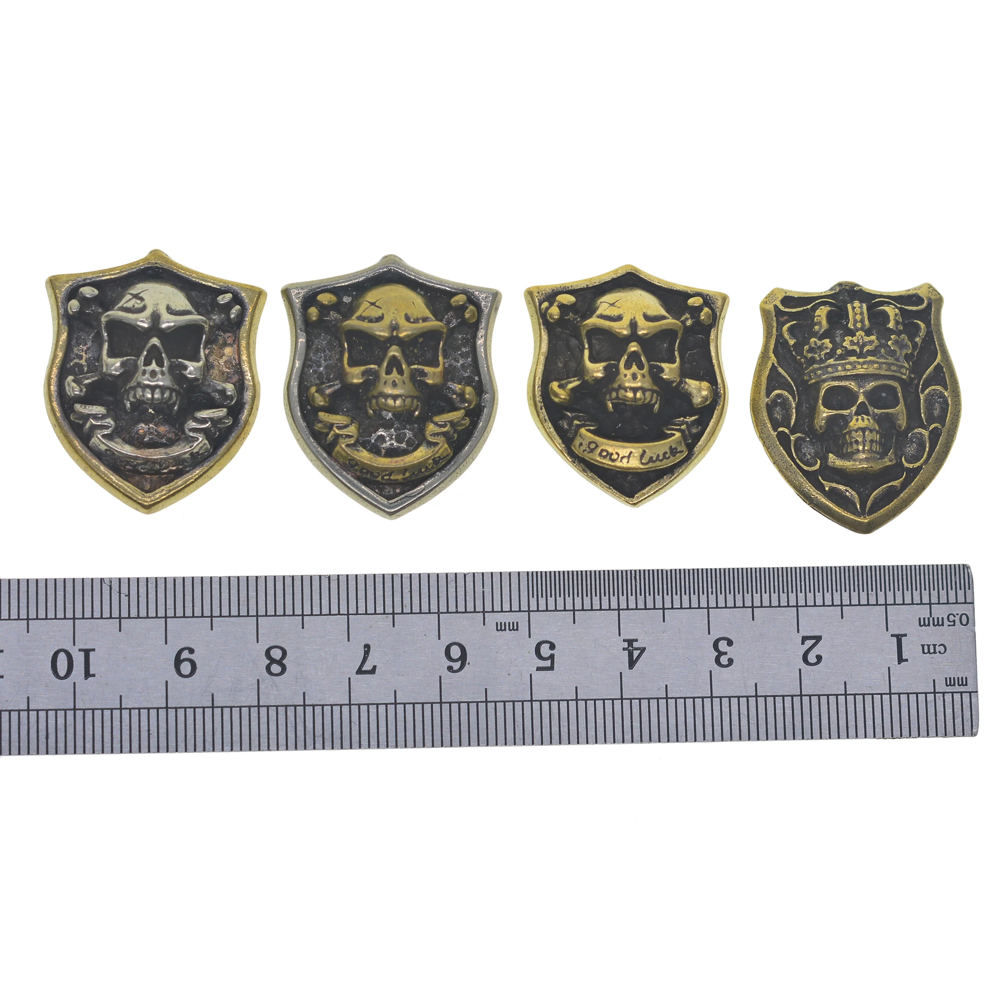 vintage Brass Tibetan silver Good luck shield crown Skull Screw Back Concho rivet Decor Belt Saddle Blanket Wallet backpack DIY