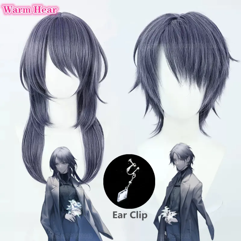 Player Cosplay Wig Game  35cm/60cm Gray Blue Wigs Heat Resistant Hair Halloween Party Anime Female Director Wigs