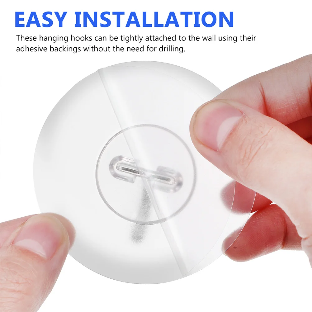 

10 Pcs Transparent Round Non-marking Hooks Sturdy Wall Mount Hangers For Bathroom Towels Clothes Heavy Duty Adhesive Storage