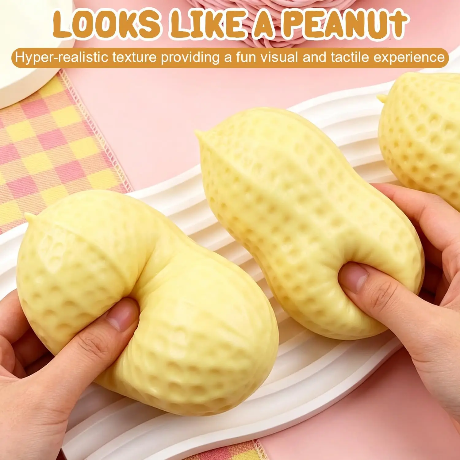 1/2/3Pcs 11CM Fun Peanut Squishy Toy,Realistic Peanut Stress Relief & Decompression Gift,Pinching Toy for Office Desk Relaxation