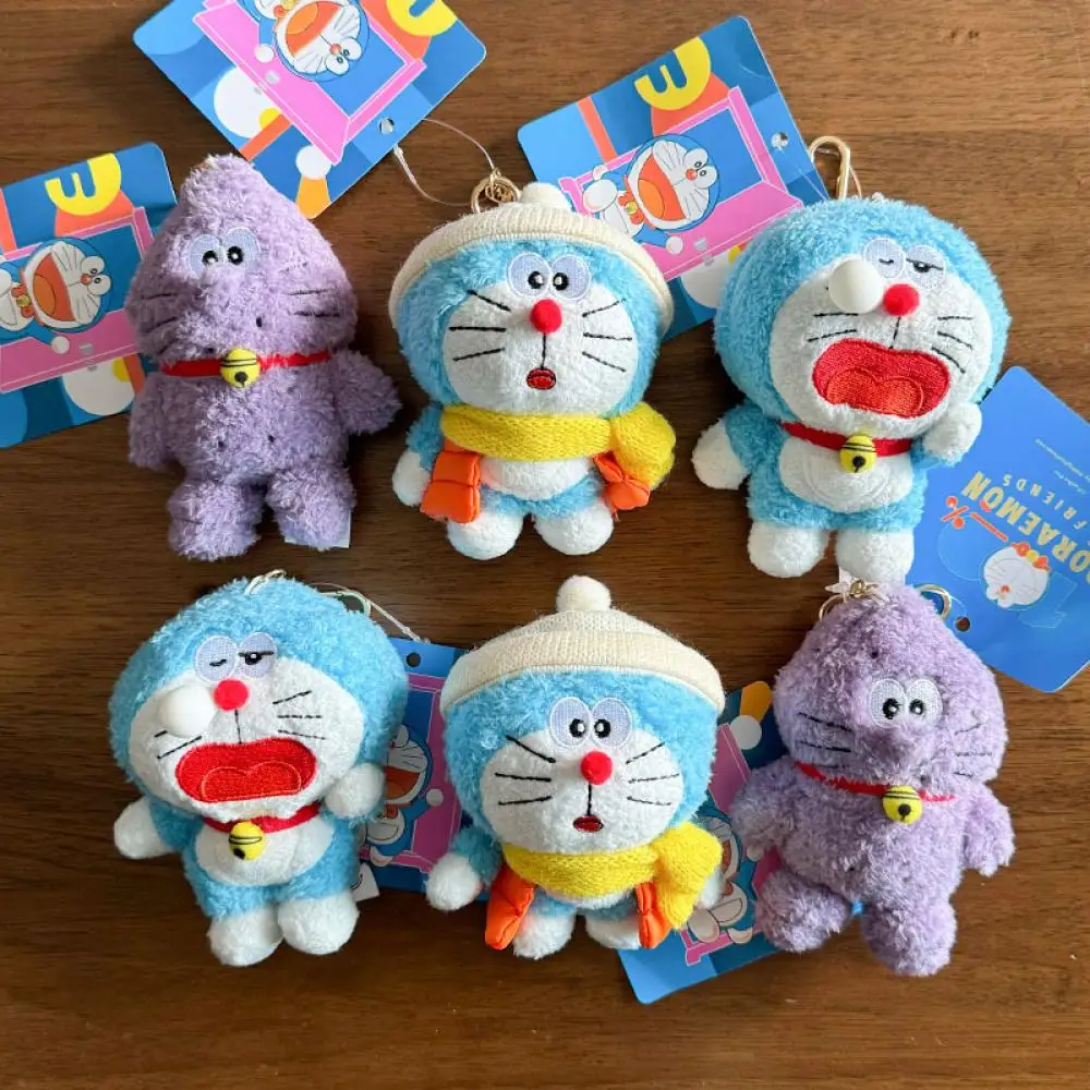 Doraemon Cross dressing Plush doll Lovers Key buckle Plush pendant Cartoon Anime periphery Children Toy birthday Holiday gifts