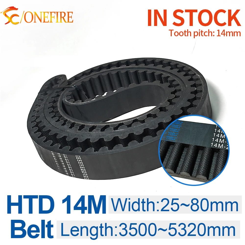 

ONEFIRE High Quality Timing Belt 14M-3500/3850/4004/4326/4578/4760/4956/5320mm Width 25~80mm Rubber Closed Loop Belt