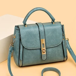 Designer High Quality Female Purses and Handbags Retro Oil Wax Skin Leather Shoulder Crossbody Bags for Women Luxury Hand Bag