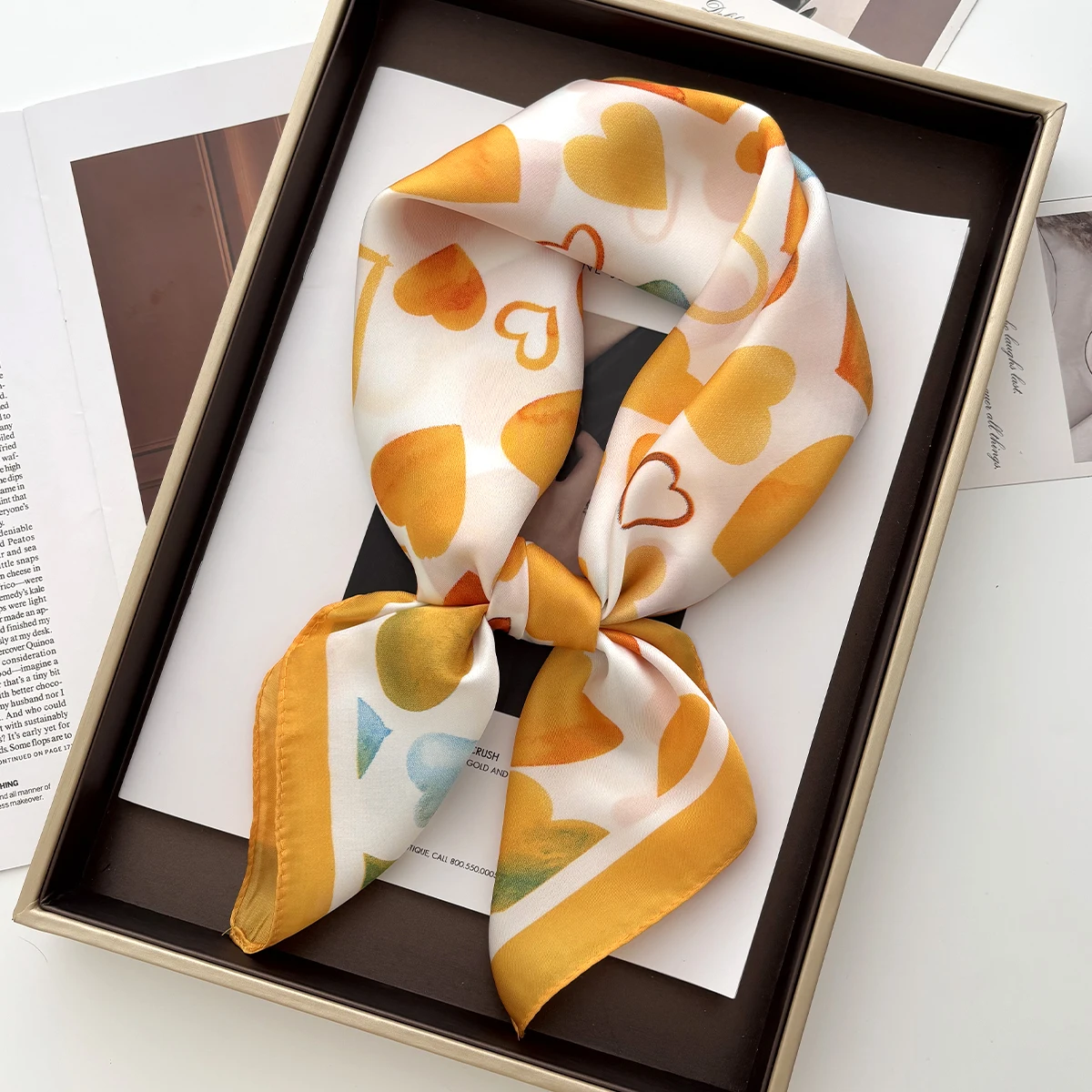 Luxury Soft Satin Print Square Scarf Women Neckerchief Spring Hair Band Foulard Bandana Echarpe Tie Shawl Wraps