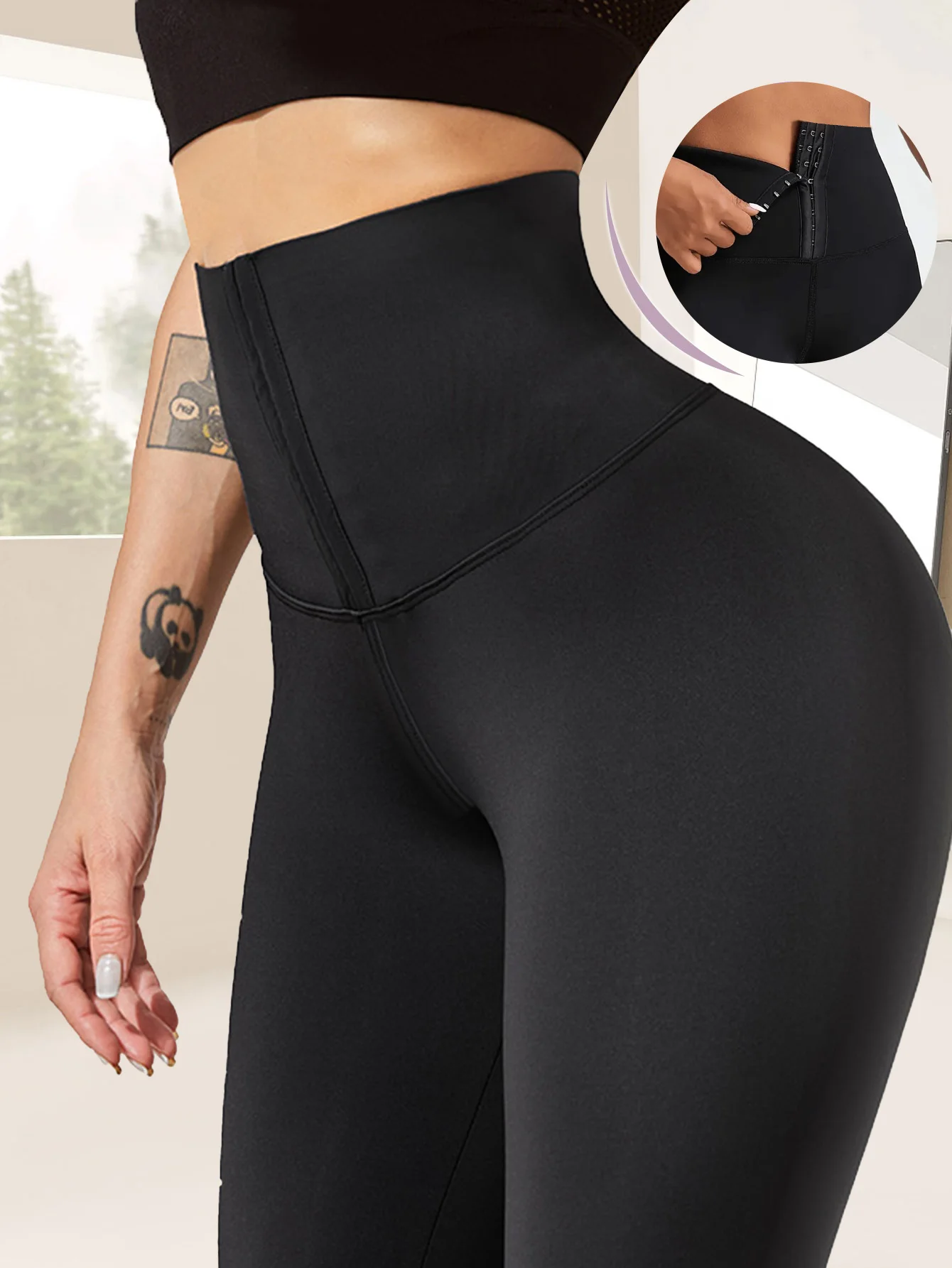 Leggings de Yoga con Cintura Alta y Botones, Control de Abdomen, Levanta Glúteos, Ajuste Delgado, para Uso Casual al Aire Libre, Estilo Primavera-Otoño