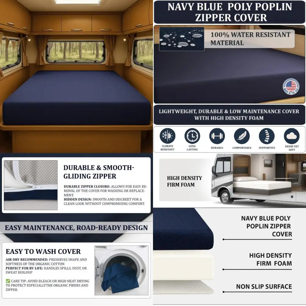 مرتبة RV بطابقين مقاومة للماء 5 × 48 × 80 - رغوة قوية عالية الكثافة، غطاء بوليستر، مثالية للشاحنات والمعسكر #1