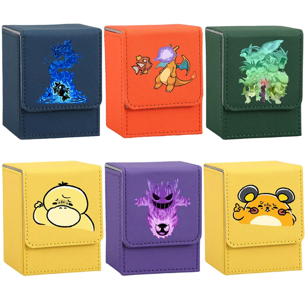 Аниме Pokemon Game Collection Коробка для хранения карт Gengar Psyduck Bulbasaur Togepi Dedenne Charizard Самодельный чехол для карт Leafeon