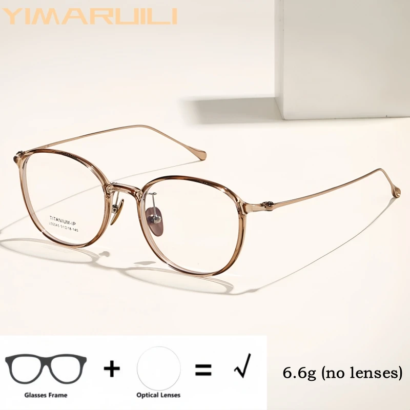 

YIMARUILI Retro Oval Myopia Hyperopia Progressive Men and Women TR90 Titanium Alloy Optical Prescription ultra-light Eyeglasses