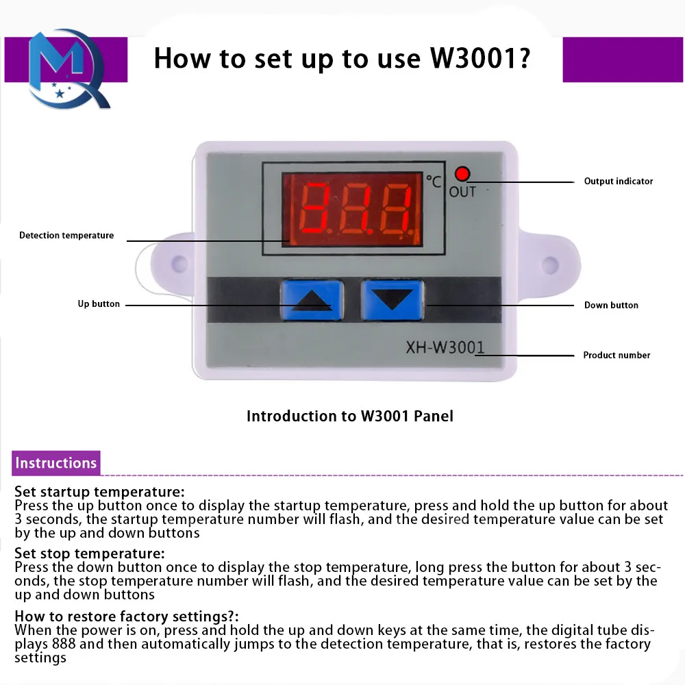 Controlador de temperatura Digital LED W3002, termostato, termorregulador, Sensor, medidor, nevera, agua, calefacción, refrigeración, 12V/24V/110V,