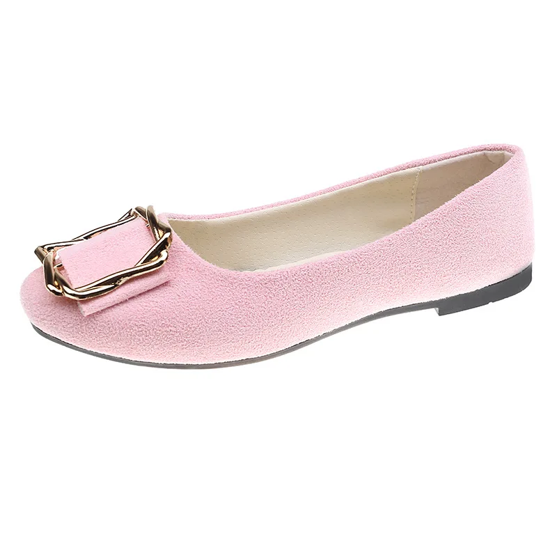 Spring Women Flats Round Toe Suede Ladies Loafers Fashion Square Buckle Slip On Casual Shoes for Women zapatos mujer WSH3610