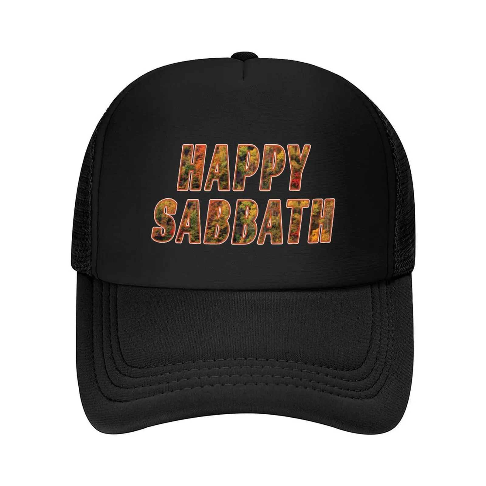 

Happy Sabbath Autumn Text Art - Green - Adventist Sabbath Greeting Baseball Cap tea Hat derby hat Boy Women's