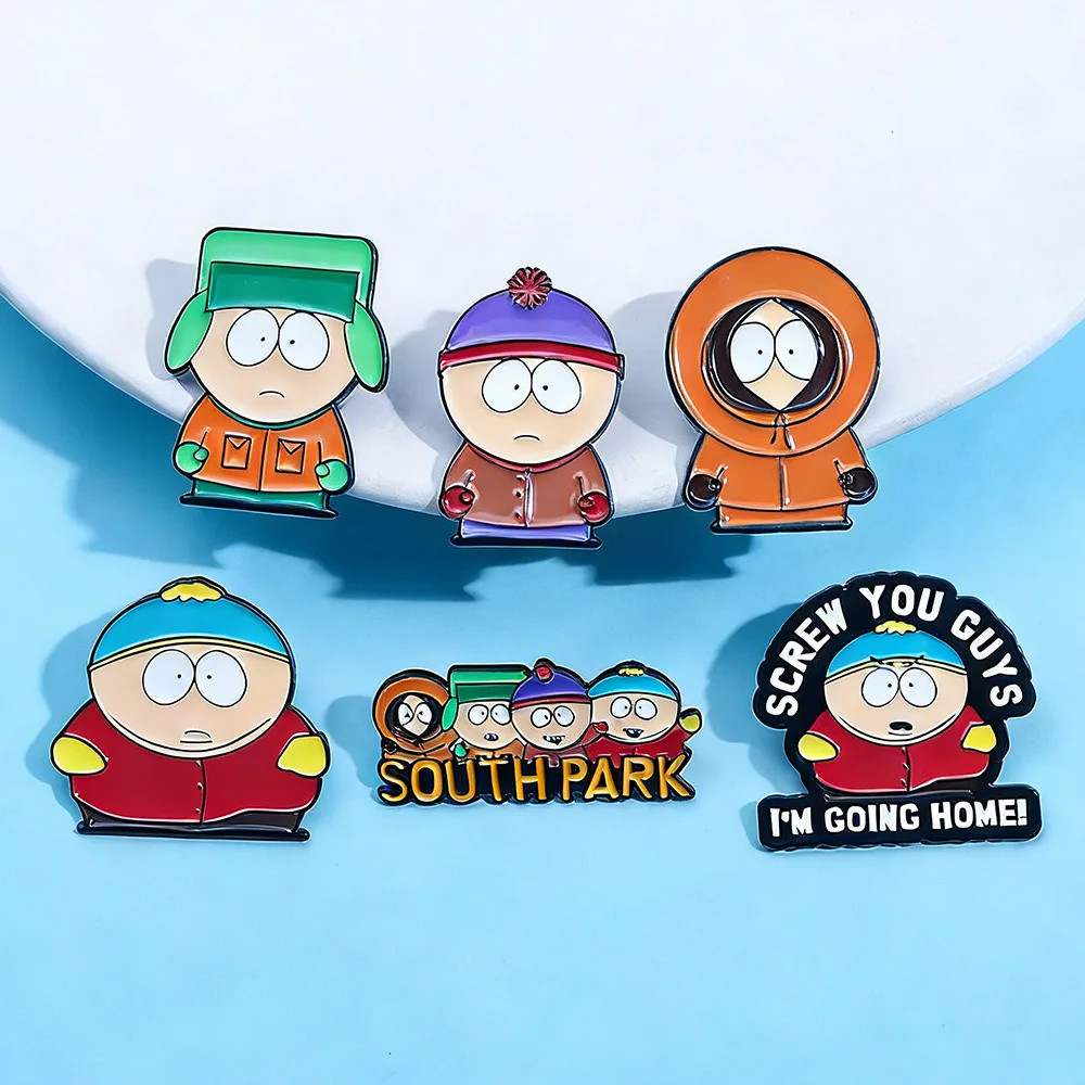 Cartoon-animierte South Park-Themen-Emaille-Brosche, niedliche Charakter-Marsh-Cartman-Anstecknadel, Geschenk für Kinder und Freunde