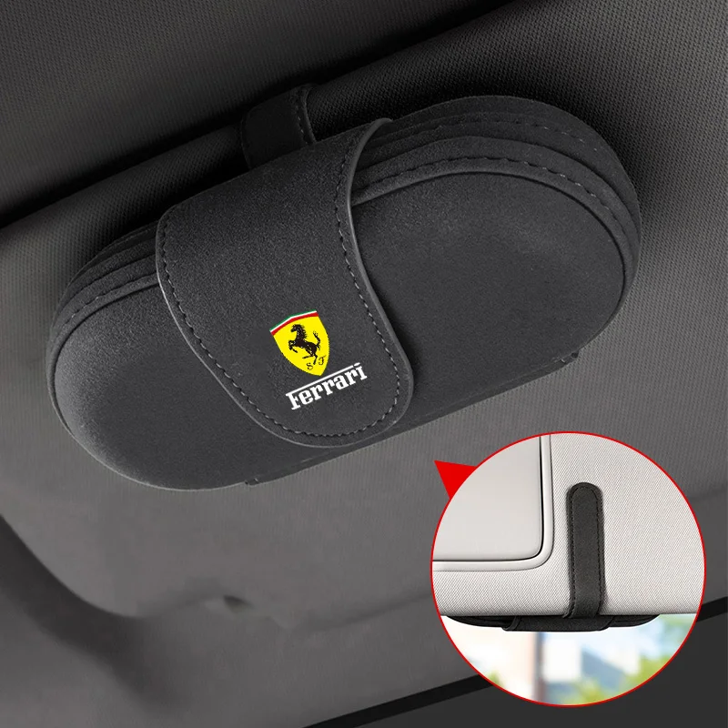Caja de almacenamiento de gafas de sol con Clip para gafas de coche de gamuza para Ferrari SP1 812 F40 F12TDF SF90 458 488 599 612 F8 FF F12 accesorios interiores