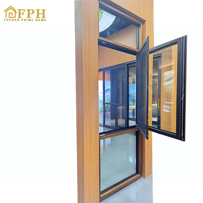 Custom Villa House Aluminum Clad Wood Frame Windows and Doors Soundproof Double Glazed Casement or Tilt and Turn Windows