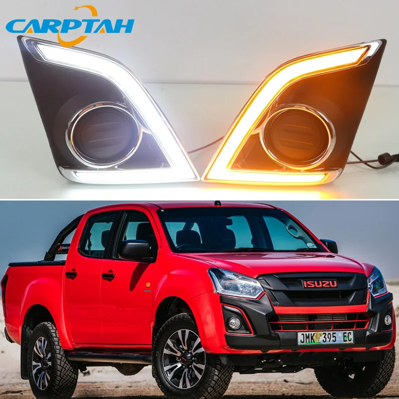 

Автомобильные дневные ходовые огни Светодиодный для ISUZU D-Max DMAX Pickup 2016 2017 2018, дневные ходовые огни, желтый сигнал поворота, автомобильные лампы DRL