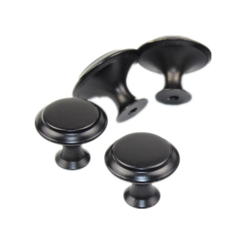 304 Stainless Steel Black Round Single Hole Handle Drawer Mushroom Head Cabinet Handle Hardware Furniture Accessories