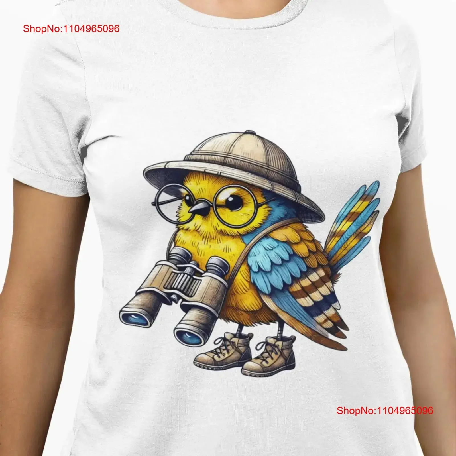 

Adventurous Birdwatcher Owl with Binoculars T Shirt Cute Explorer Novelty Design Nature Lover Top Idea for Her Him vintage