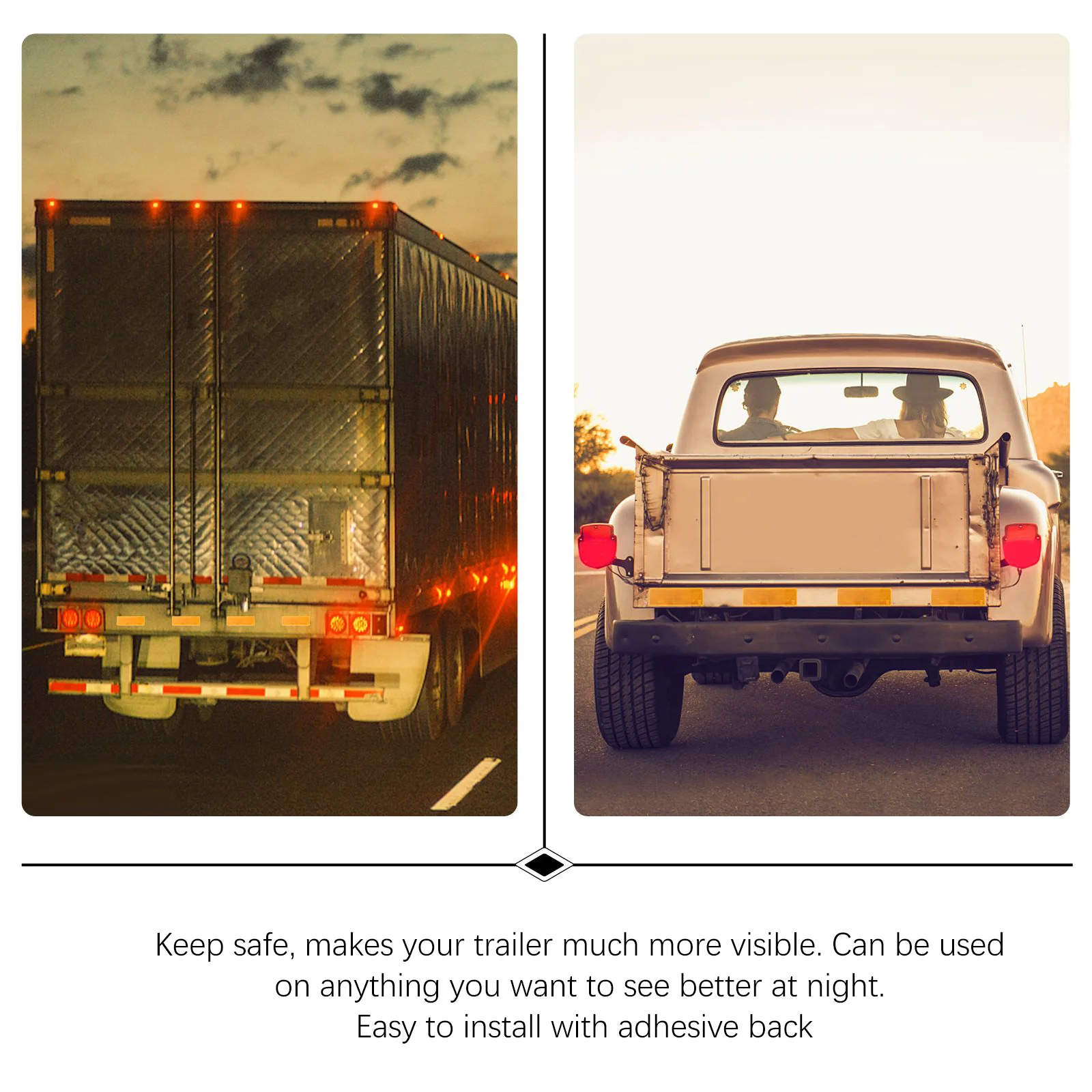 25 Pcs Truck Reflector Car Sticker Waterproof Tapes Reflective Stickers Trailer Warning Plastic Pickup