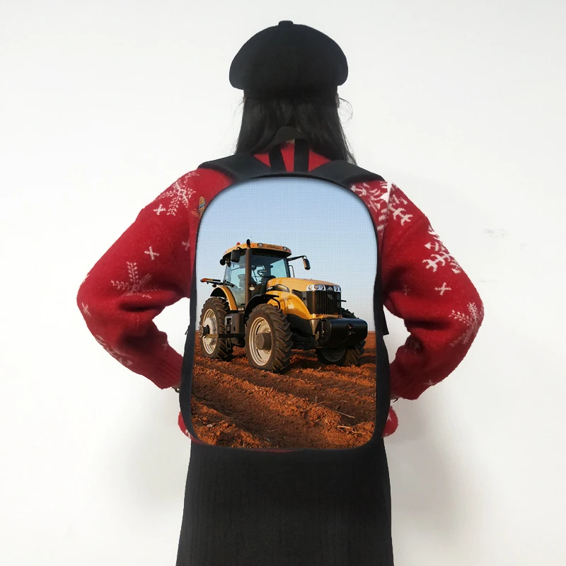 Mochila con estampado de Tractor agrícola de 16 pulgadas para adolescentes, mochilas escolares para niños, mochila informal para ordenador portátil,