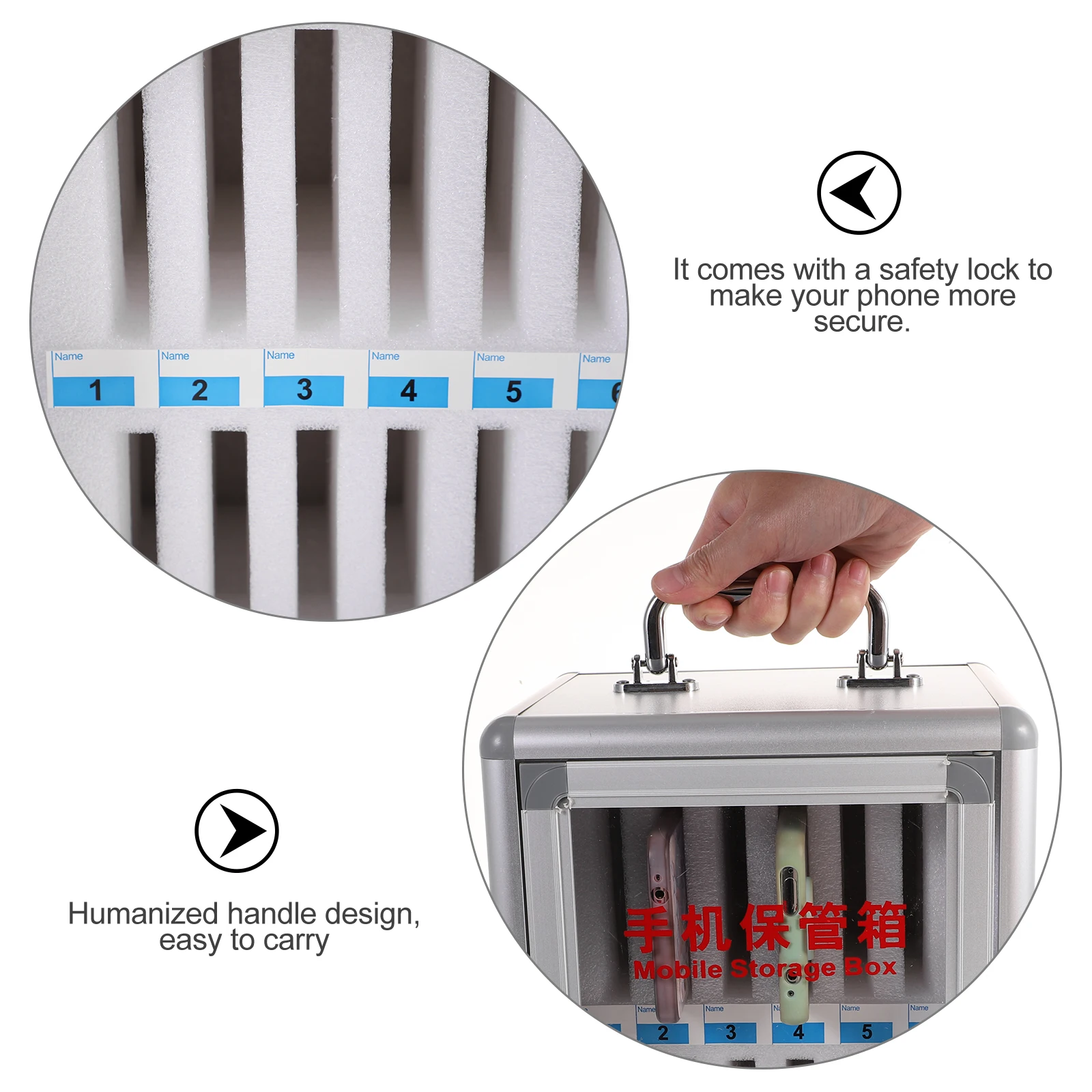 

12 Slots Mobile Phone Storage Cabinet Wall Mountable Cell Phone Locker Box for Office Factory School Silver Staff