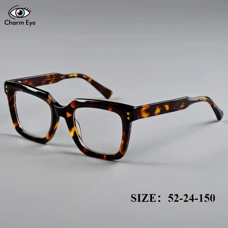 クラシックな新型メンズビッグサイズ眼鏡フレーム、厚いスクエアアセテート光学近視眼鏡6612、レディースファッションブルーライトカット眼鏡