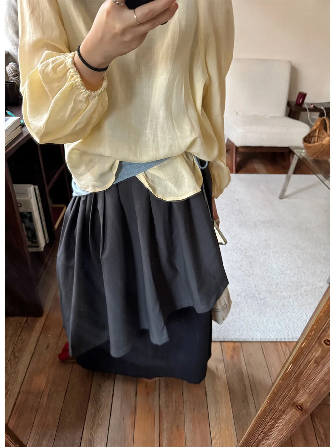 

Асимметричная пышная юбка, струящаяся на ветру, очень стильная, удобная в носке, универсальная миди-юбка для женщин, весенний сезон, производство Китай.