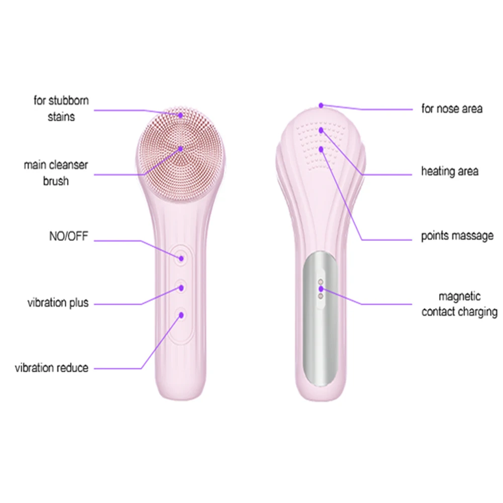Elektrische Gezichtsreiniging Borstel Met Hot Comprimeren Siliconen Gezicht Reiniging Borstel Apparaat Voor Diepe Reiniging Masseren Huid Scrubber