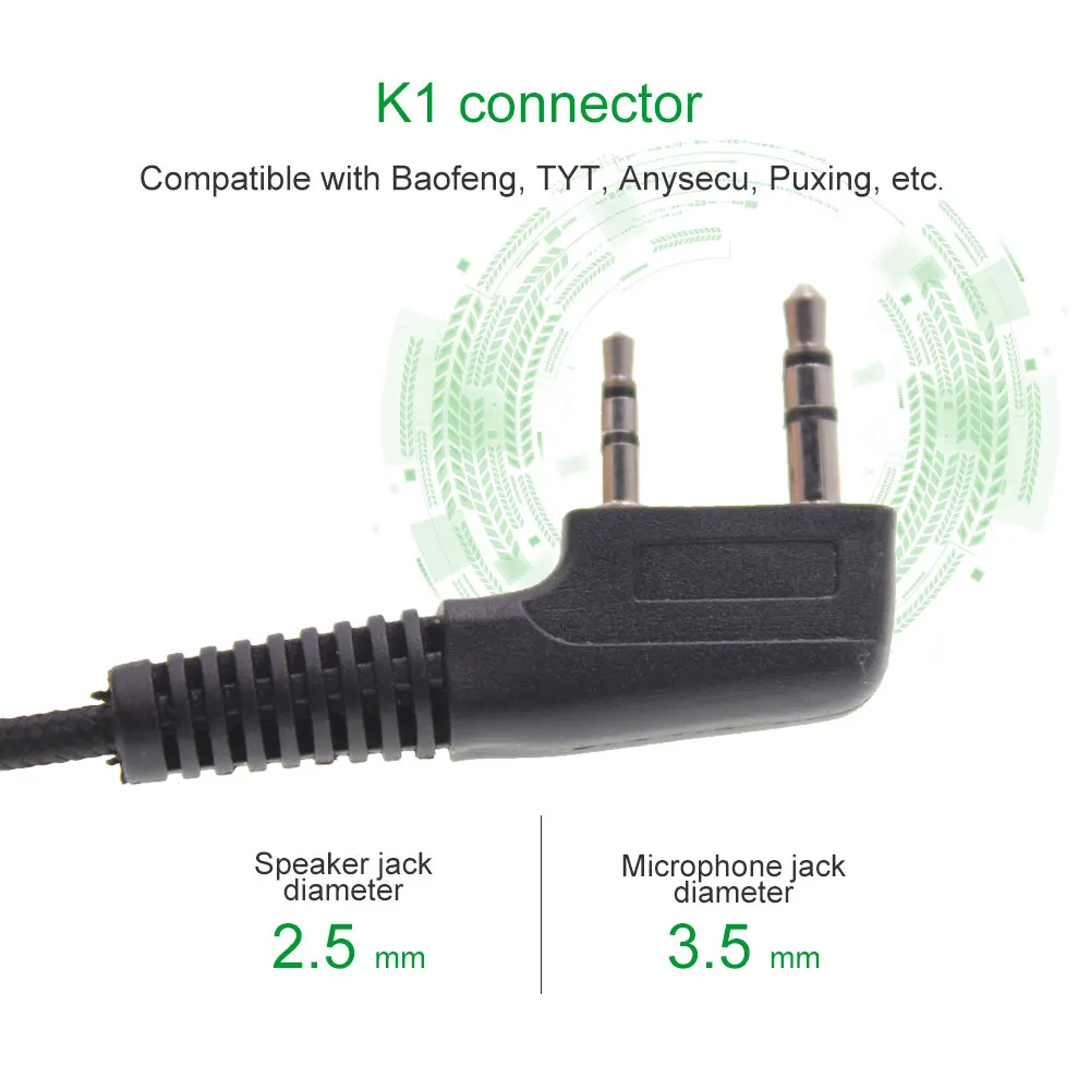 ANYSECU auricolare K1 Plug PTT VOX auricolare per BaoFeng BF-888S UV-5R UV-82 TH-UV8000D cuffie Radio bidirezionale