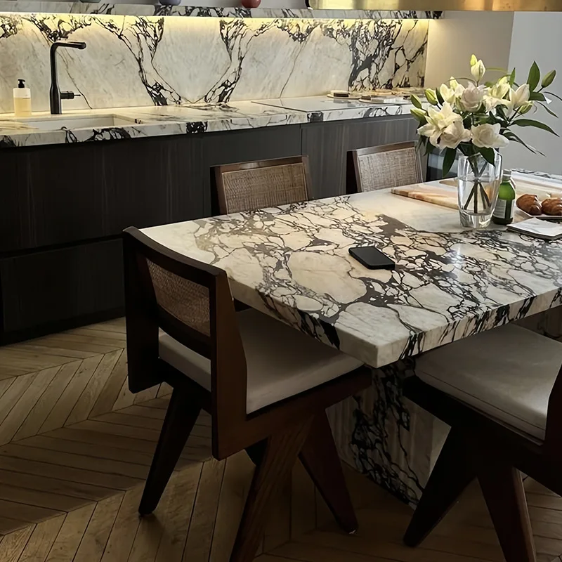 Rectangle simple dining table minimalist Italian minimalist style light luxury master design