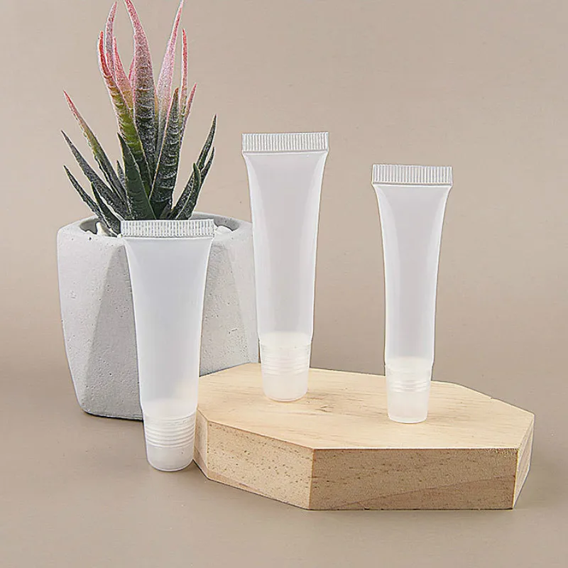 10 unids/pack 8g 10g 15g tubos vacíos brillo de labios bálsamo envases cosméticos transparentes botella de almacenamiento vacía recargable herramientas de maquillaje