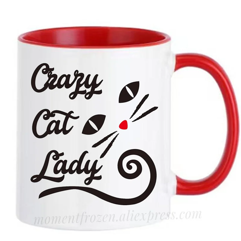 Crazy Cat Lady Mugs Milk Cocoa Coffee Mugen Ceramic Message Cups Drinkware Teaware Tableware Coffeeware Home Decal Friend Gifts