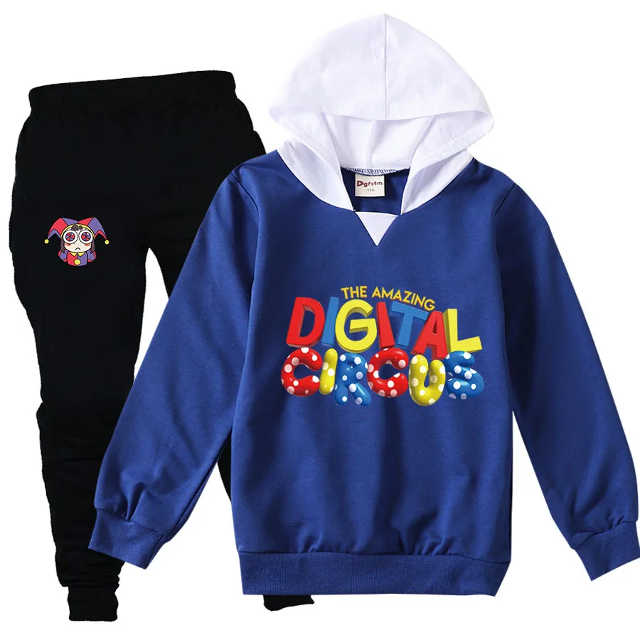 Kinder kleidung setzt Jungen Mädchen filmen den erstaunlichen digitalen Zirkus-Trainings anzug Langarm-Kapuzen hose 2 stücke Cartoon-Pullover-Outfit