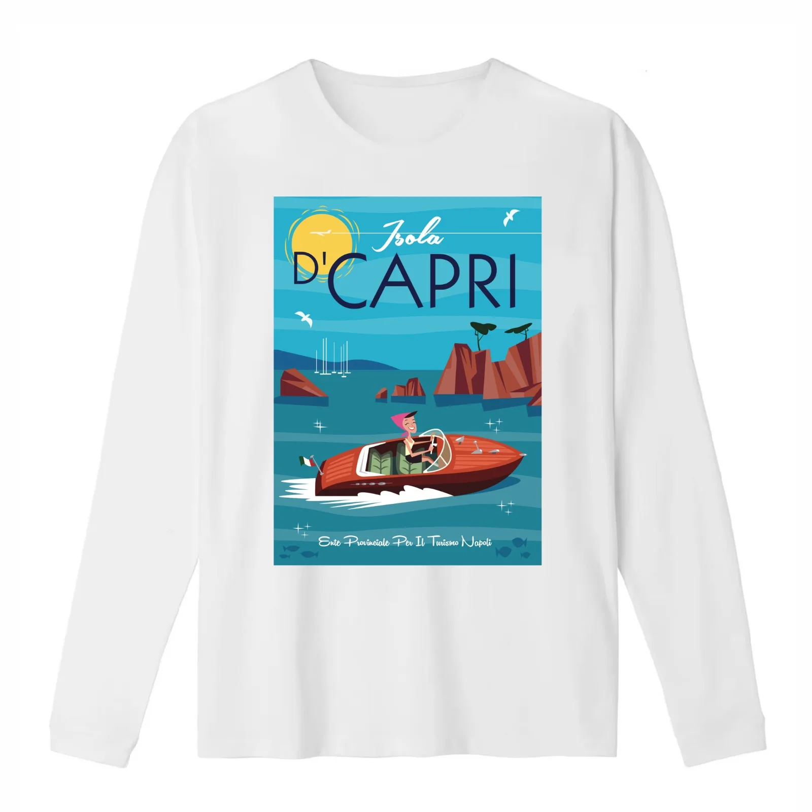 Isola D'Capri poster T-Shirt Summer Casual Cotton Tee Oversized Streetwear Tops Vintage Graphic Print Loose Fit Short Sleeve