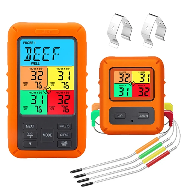 Digital Barbecue Meat Thermometer For Oven Thermomet With Timer 4 Probes Temperature Alarm Kitchen Thermometer