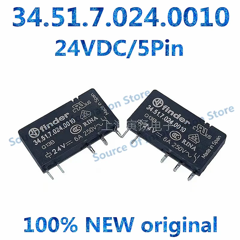 5PCS New and Original Finder Relay 34.51.7.024.0010 24VDC 5Pin 6A250vac