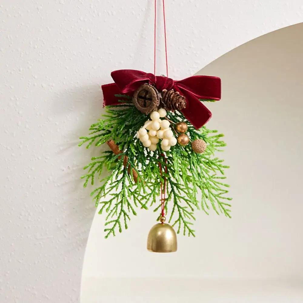 Criativo sino de natal pingente 3d veludo arco árvore de natal pingente pinho artificial som nítido natal jingle bells